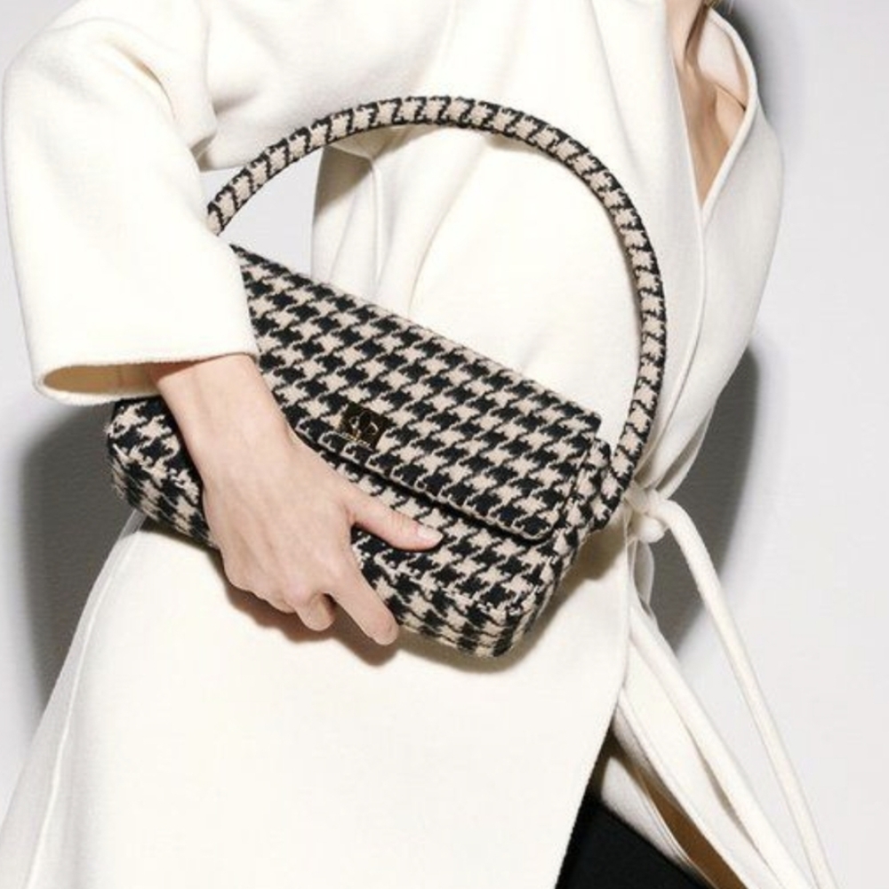 Anine Bing Nico Shoulder Bag In Houndstooth